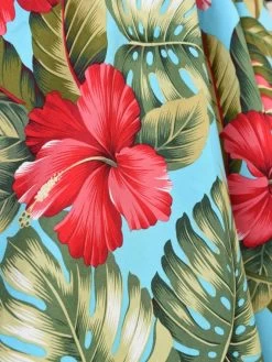 1950s Halterneck Dress Hibiscus Turquoise 7 1950s Halterneck Dress Hibiscus Turquoise -Chic Apparel Shop 1950s halterneck dress hibiscus turquoise p6247 27907 medium