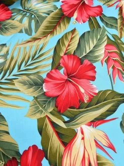 1950s Halterneck Dress Hibiscus Turquoise 9 1950s Halterneck Dress Hibiscus Turquoise -Chic Apparel Shop 1950s halterneck dress hibiscus turquoise p6247 27908 medium