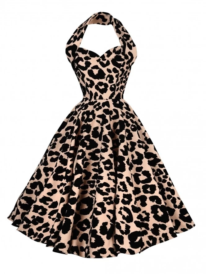 1950s Halterneck Dress Leopard Lux 3 1950s Halterneck Dress Leopard Lux