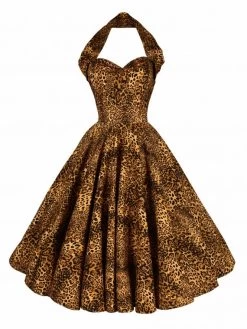 1950s Halterneck Dress Leopard -Chic Apparel Shop 1950s halterneck dress leopard p5808 25603 medium