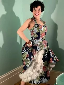 1950s Halterneck Dress Midnight Leaves -Chic Apparel Shop 1950s halterneck dress midnight leaves p6246 27884 medium