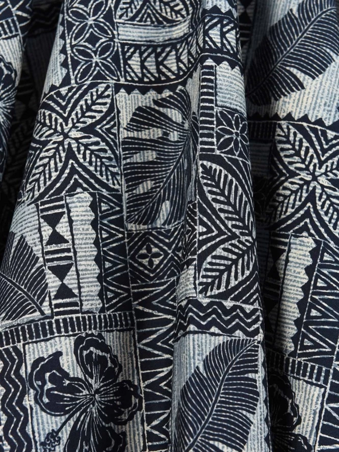 1950s Halterneck Dress Palm Tapa Blue 4 1950s Halterneck Dress Palm Tapa Blue - Image 2