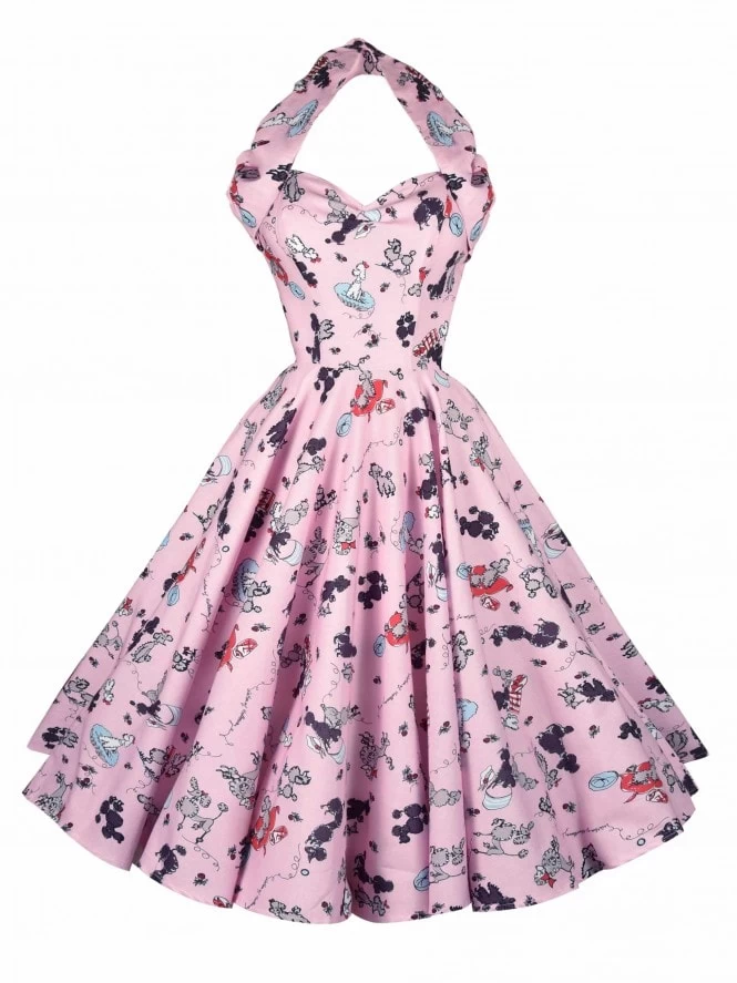 1950s Halterneck Dress Poodle Days Pink 3 1950s Halterneck Dress Poodle Days Pink