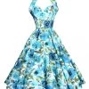1950s Halterneck Dress Roses In Bloom Blue -Chic Apparel Shop 1950s halterneck dress roses in bloom blue p5841 26687 medium