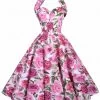 1950s Halterneck Dress Roses In Bloom Pink 1 1950s Halterneck Dress Roses In Bloom Pink -Chic Apparel Shop 1950s halterneck dress roses in bloom pink p5355 24044 medium