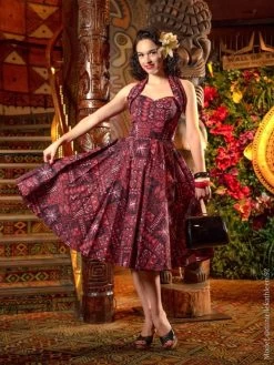 1950s Halterneck Dress Tapa Ruby
