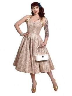 1950s Halterneck Golden Sparkle Dress -Chic Apparel Shop 1950s halterneck golden sparkle dress p3782 15646 medium