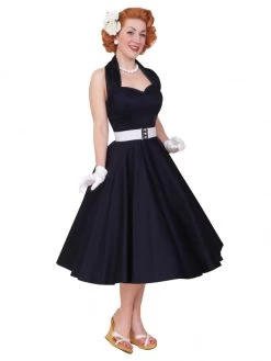 1950s Halterneck Navy Sateen Dress 10 1950s Halterneck Navy Sateen Dress -Chic Apparel Shop 1950s halterneck navy sateen dress p292 13928 medium