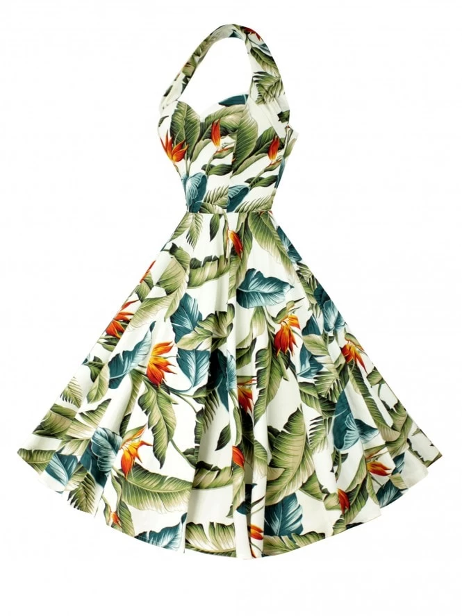 1950s Halterneck Rainforest Cream Dress 5 1950s Halterneck Rainforest Cream Dress - Image 3