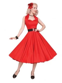 1950s Halterneck Red Sateen Dress 8 1950s Halterneck Red Sateen Dress -Chic Apparel Shop 1950s halterneck red sateen dress p288 13168 medium