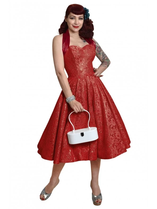 1950s Halterneck Ruby Sparkle Dress 7 1950s Halterneck Ruby Sparkle Dress - Image 5