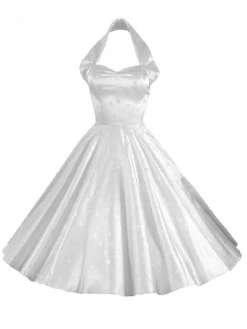 1950s Halterneck White Star Satin Dress -Chic Apparel Shop 1950s halterneck white star satin dress p1499 11142 medium