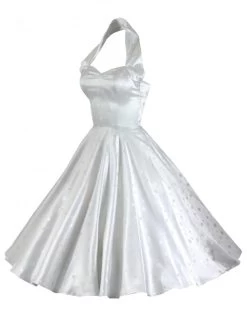1950s Halterneck White Star Satin Dress -Chic Apparel Shop 1950s halterneck white star satin dress p1499 11143 medium