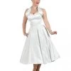1950s Halterneck White Star Satin Dress -Chic Apparel Shop 1950s halterneck white star satin dress p1499 18327 medium