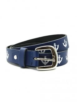 Anchor Navy Leather Belt