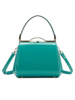 Audrey Patent Aqua Handbag