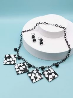 Black Terrazzo Necklace Set