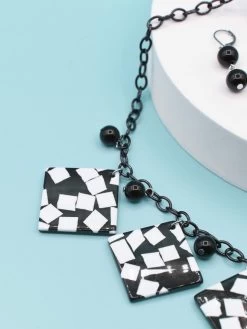 Black Terrazzo Necklace Set -Chic Apparel Shop black terrazzo necklace set p6253 27585 medium