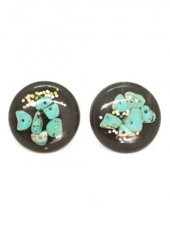 Black/Turquoise Eclipse Confetti Earrings