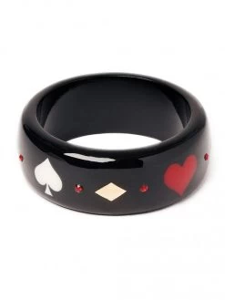 Black Wide Queen Of Diamonds Bangle