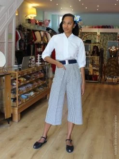 Blue And Cream Gingham Culottes