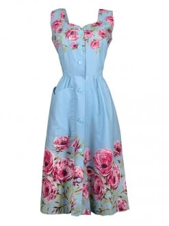 Blue Pink Border Betty Sundress -Chic Apparel Shop blue pink border betty sundress p5654 25905 medium