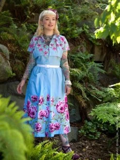 Blue Pink Border Betty Sundress