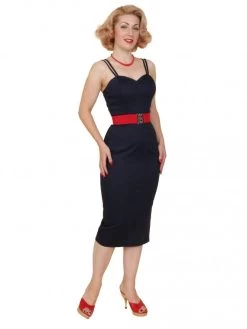 Bombshell Navy Sateen Dress