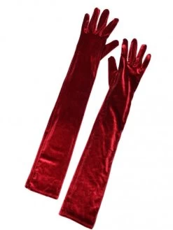 Burgundy Velvet Opera Gloves
