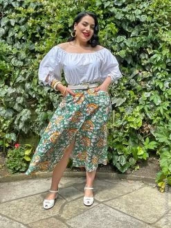 Button Betty Skirt Casino Green