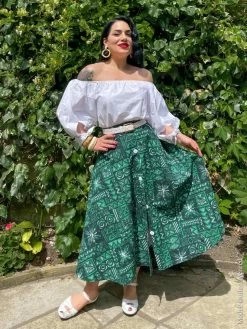 Button Betty Skirt Tapa Emerald