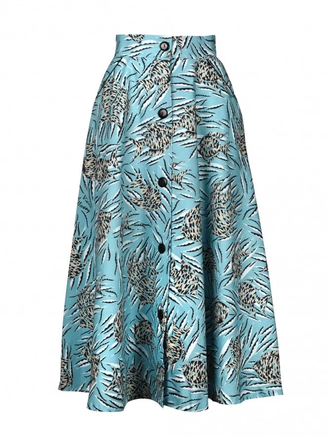 Button Betty Skirt Tiger Fish Blue 3 Button Betty Skirt Tiger Fish Blue