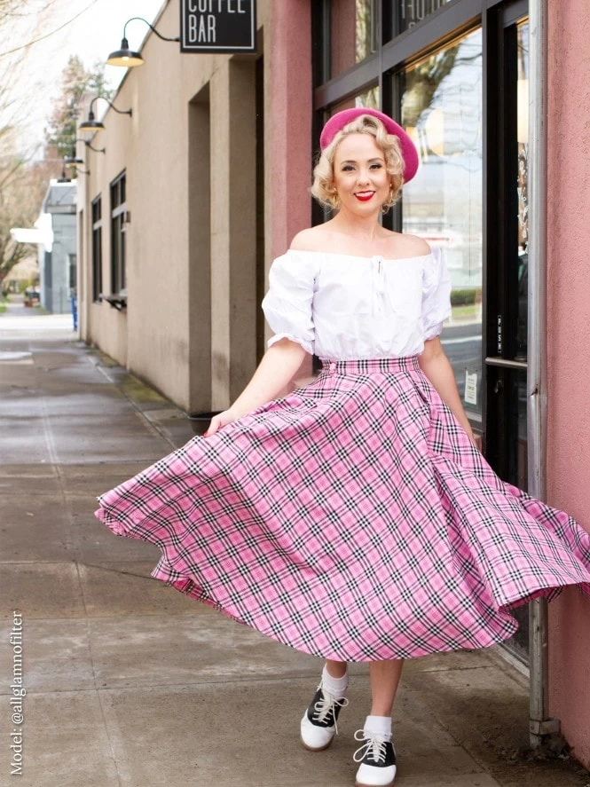 Circle Skirt Bubblegum Tartan 3 Circle Skirt Bubblegum Tartan