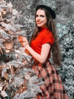 Circle Skirt Cranberry Tartan