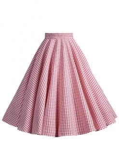 Circle Skirt Magenta And Cream Gingham