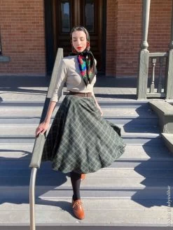 Circle Skirt Olive Tartan