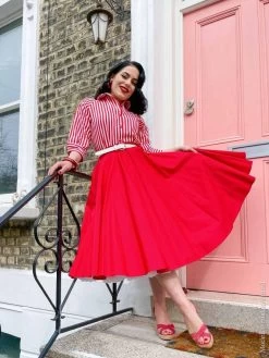 Circle Skirt Red Sateen