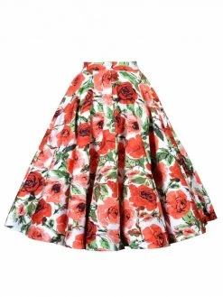 Circle Skirt Roses In Bloom Red -Chic Apparel Shop circle skirt roses in bloom red p5072 21942 medium