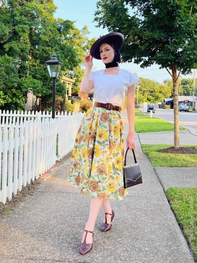 Circle Skirt Roses In Bloom Yellow 3 Circle Skirt Roses In Bloom Yellow