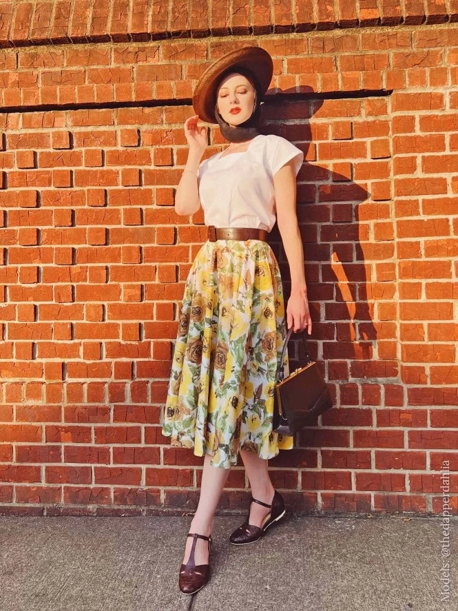 Circle Skirt Roses In Bloom Yellow 5 Circle Skirt Roses In Bloom Yellow - Image 3