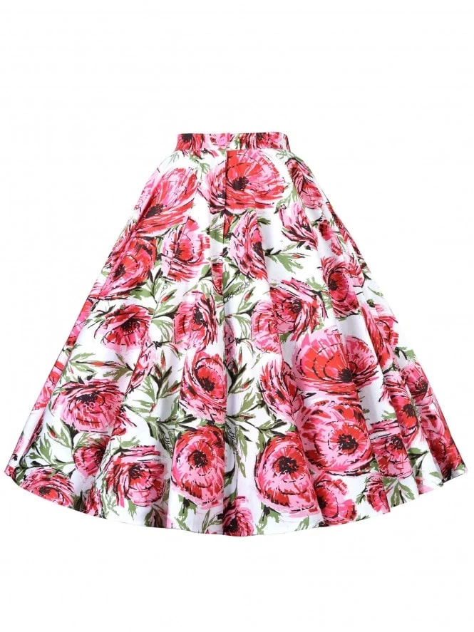 Circle Skirt White Pink Rose 5 Circle Skirt White Pink Rose - Image 3