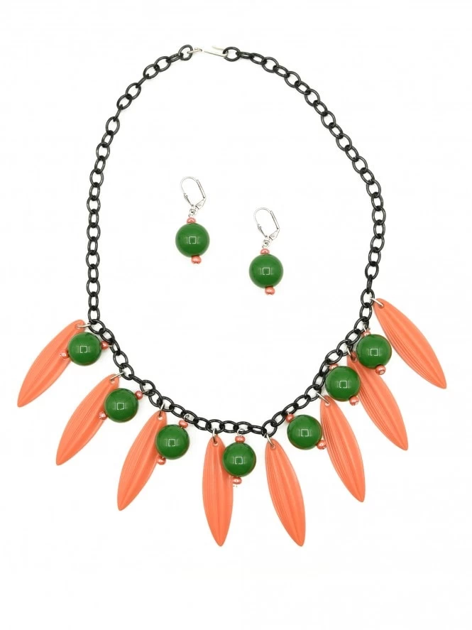 Coral Green Hollywood Necklace Set 3 Coral Green Hollywood Necklace Set