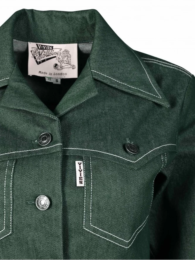 Denim Jacket Bottle Green 4 Denim Jacket Bottle Green - Image 2