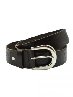 Diamond Embossed Brown Leather Belt