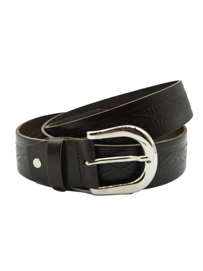 Diamond Embossed Brown Leather Belt 3 Diamond Embossed Brown Leather Belt