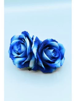 Double Blue Rose Hair Flower