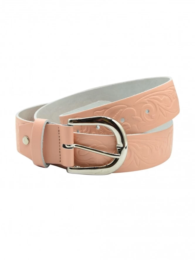 Floral Pink Leather Belt 3 Floral Pink Leather Belt