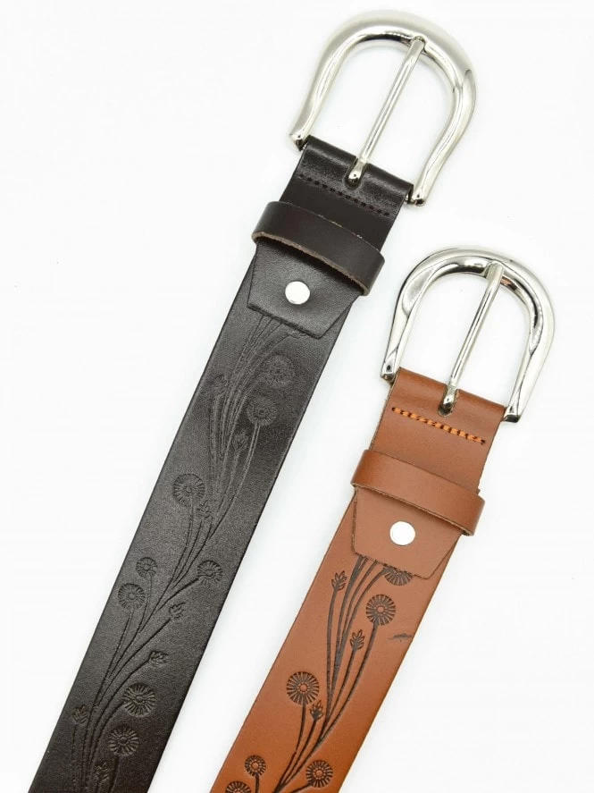 Floral Tan Leather Belt 4 Floral Tan Leather Belt - Image 2