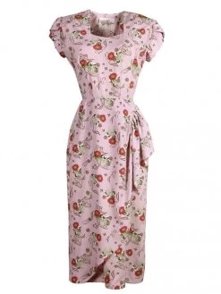 Gloria 1940s Dress Bonnet Pink