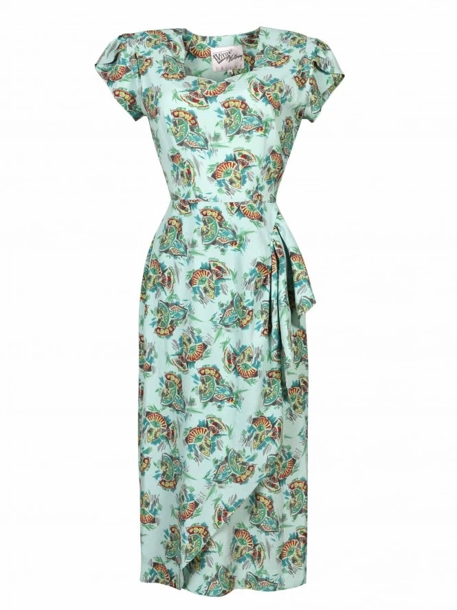 Gloria 1940s Dress Fan Sky 3 Gloria 1940s Dress Fan Sky